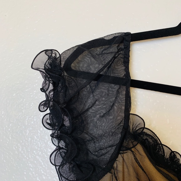 Boston Proper Nude Black Sheer Top Medium WhimsiGoth Fairycore Witchy Stretchy - Picture 13 of 15